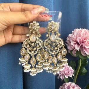 Ashifa Premium Kundan Earirngs - Light Pink