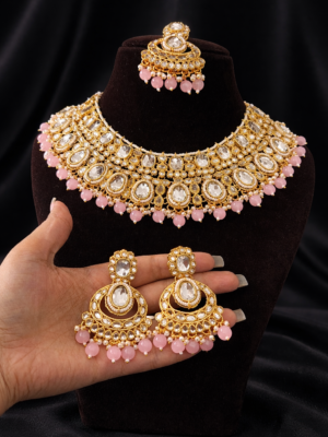 Asmeena Kundan Jewellery Set – Light Pink