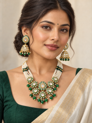 Vandana Meenakari Jewellery Set – Dark Green