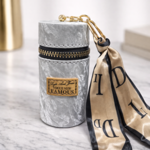 Mini Lipstick Case With Keychain – Grey