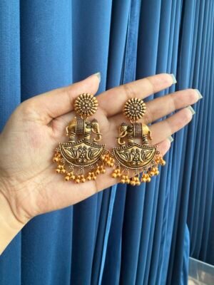 Golden Haathi Earrings
