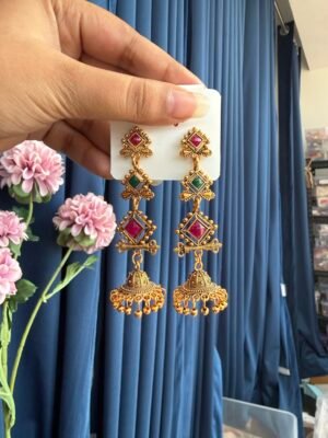 Vandana Oxidised Jhumka Golden –  Multi