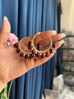 Kundan Hoops – Brown