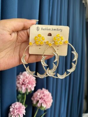 Vina Chandbali Earrings – Yellow