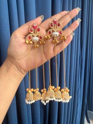 Sara Kashmiri Earrings –  Dark Pink