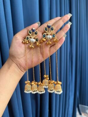 Sara Kashmiri Earrings –  Dark Blue