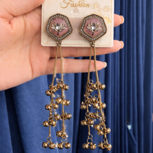 Meera Long Kashmiri Earrings -  Pink