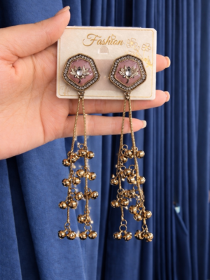 Meera Long Kashmiri Earrings –  Pink