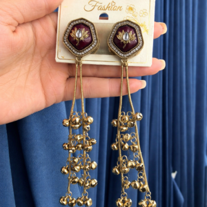 Meera Long Kashmiri Earrings -  Purple