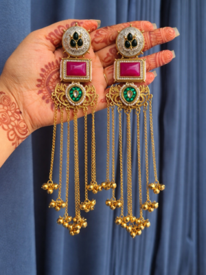 Sameera Kashmiri Earrings –  Green Pink