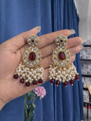 Simran Kundan Earrings – Red
