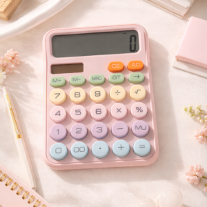 Pastel Solar/Battery Operated Calculator – Pink