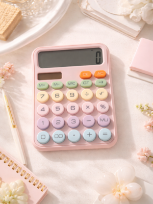 Pastel Solar/Battery Operated Calculator – Pink