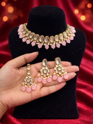 Gulnaar Kundan Choker Set – Pink