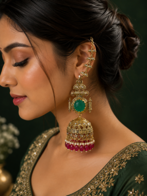 Maheen Jhumka with Sahara Chain Styled on Model