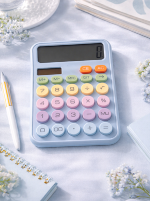 Pastel Solar/Battery Operated Calculator – Blue