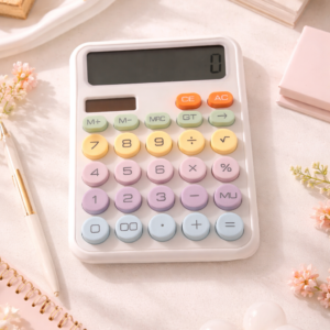 Pastel Solar/Battery Operated Calculator – White