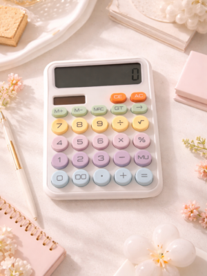 Pastel Solar/Battery Operated Calculator – White