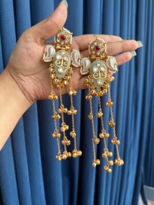 Mehreen Kashmiri Dejhoor Earrings – Pink Mint Green