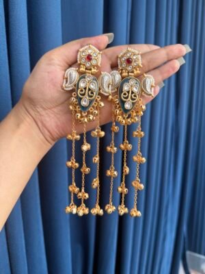 Mehreen Kashmiri Dejhoor Earrings – Pink Blue