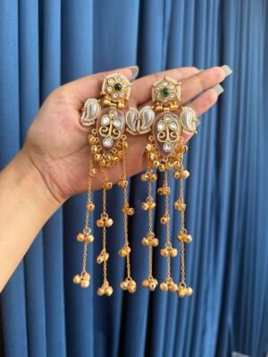 Mehreen Kashmiri Dejhoor Earrings – Green Pink