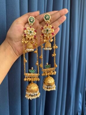 Shanaya Kashmiri Earrings –  Green Pink
