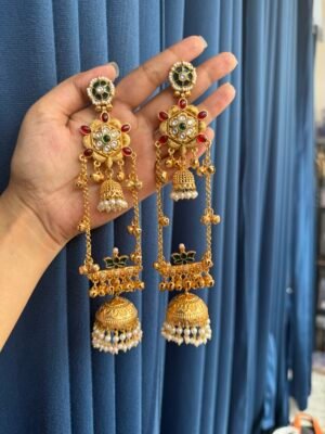 Shanaya Kashmiri Earrings –  Green Red
