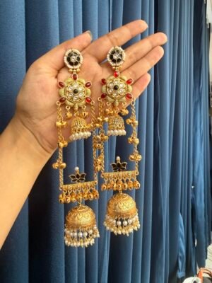 Shanaya Kashmiri Earrings –  Black Red