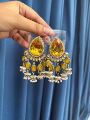 Kamya Stone Earrings –  Yellow