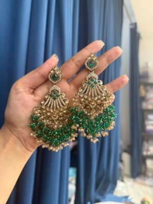 Zarine Premium Chandbali –  Dark Green