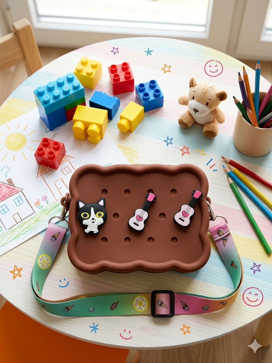 Bisco-Pop DIY Silicone Kids Purse - Brown