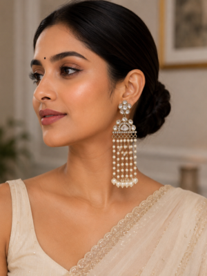 Noorani Kundan Earrings – White