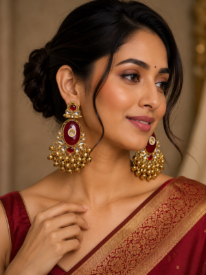 Zariya Kashmiri Unique Earrings – Red