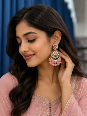 Seerat Kundan Earrings – Light Pink
