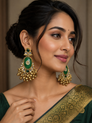 Zariya Kashmiri Unique Earrings – Dark Green
