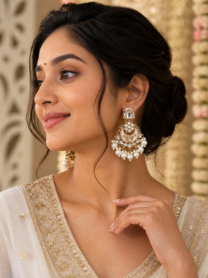 Chandni Kundan Earrings – White