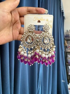 Rashika Kundan Earrings – Purple