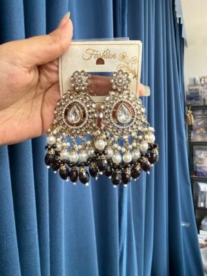 Rashika Kundan Earrings – Black