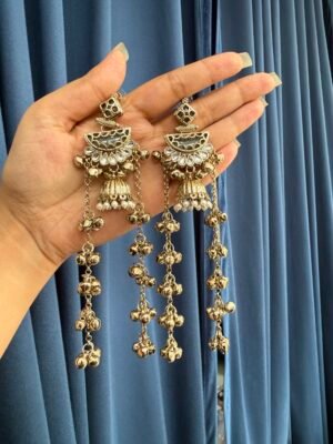 Sanyukta Kashmiri Long Earrings – White
