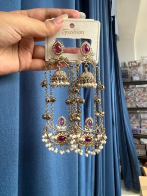 Jassi Kashmiri Long Earrings – Wine