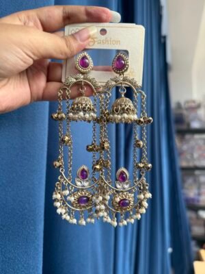 Jassi Kashmiri Long Earrings – Purple