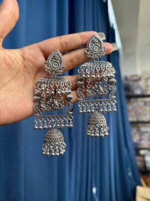 Rishika Oxidised Long Earrings
