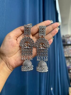 Oxidised Long Earrings