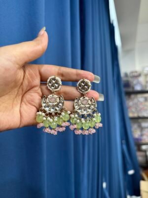 Seerat Kundan Earrings – Mint Pink