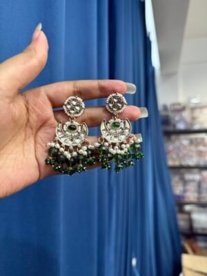 Seerat Kundan Earrings – Dark Green