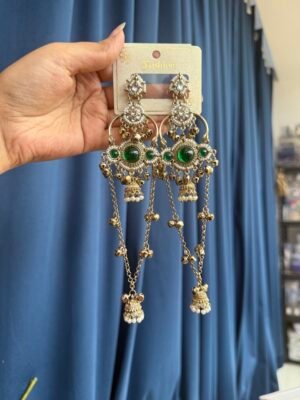 Jasmine Premium Kashmiri Earrings – Dark Green