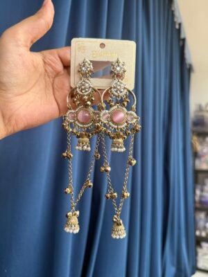Jasmine Premium Kashmiri Earrings – Light Pink