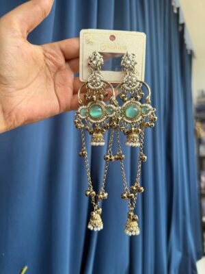 Jasmine Premium Kashmiri Earrings – Mint Green