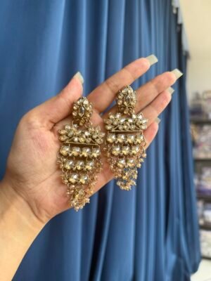 Akhila Golden Stone Kundan Earrings – Golden