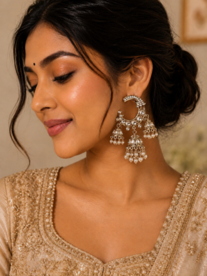 Gurleen Kundan Jhumka – White